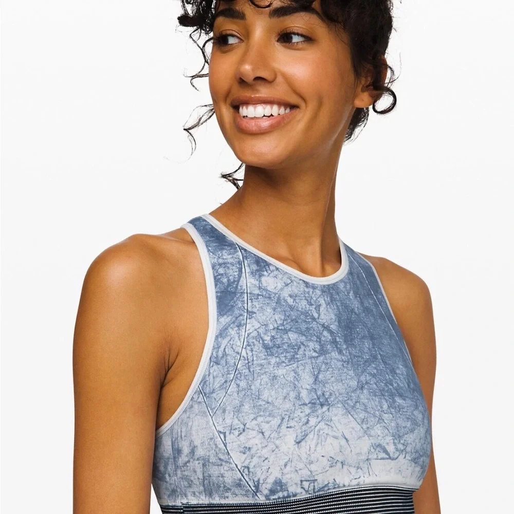 Lululemon Ebb To Train Bra Luna Wash Long Line High Neck Crop Tank‎